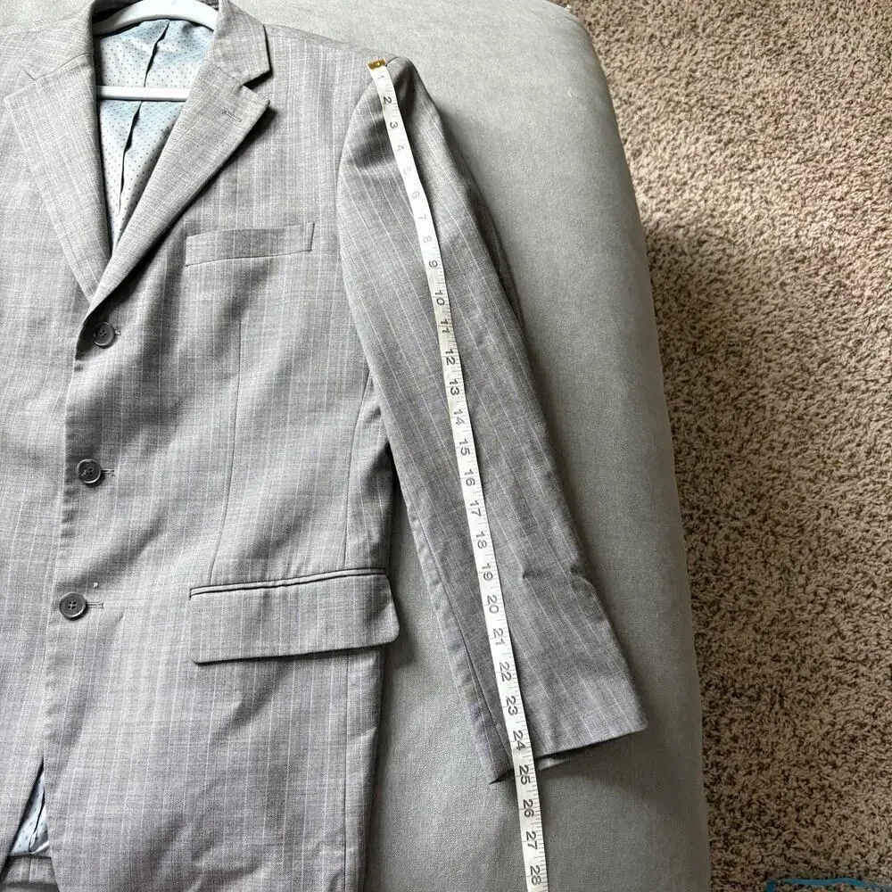 Bachrach gray wool blazer 2 button pinstripe suit jacket 40R